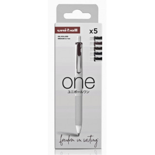 Uni-ball ONE UMN-S-07 Pack de 5 Boligrafos de Tinta Liquida - Punta de Bola 0.7mm - Escritura Ultra Fluida - Agarre Suave y Com