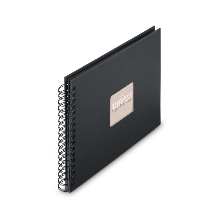 Hama Fine Art Album de Fotos con Espiral - 50 Paginas Negras - Tapa de Papel - 28x24cm - Color Negro