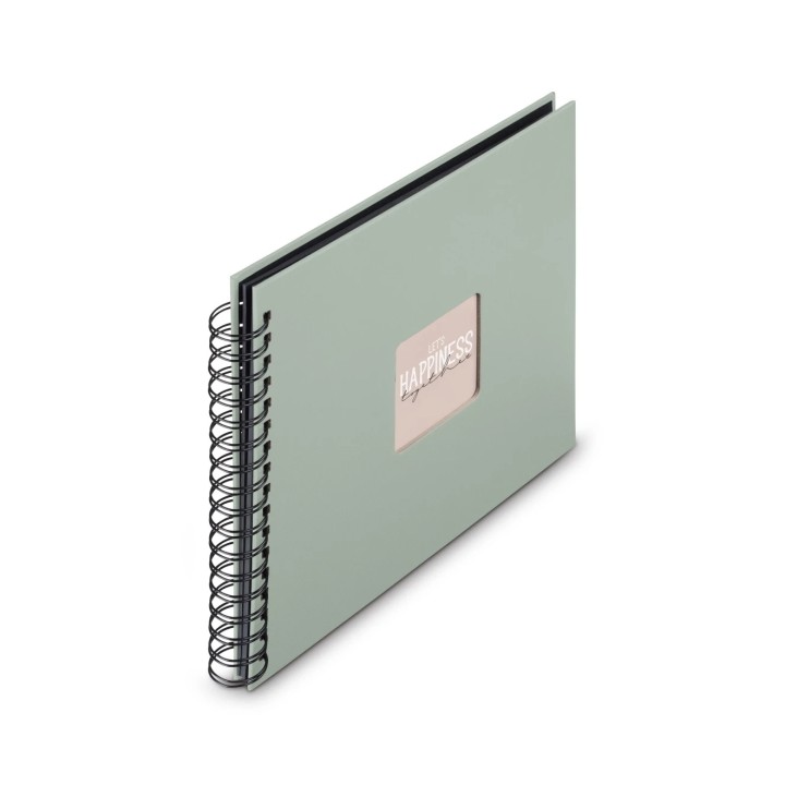 Hama Fine Art Album de Fotos con Espiral - 50 Paginas Negras - Tapa de Papel - 28x24cm - Color Verde Pastel