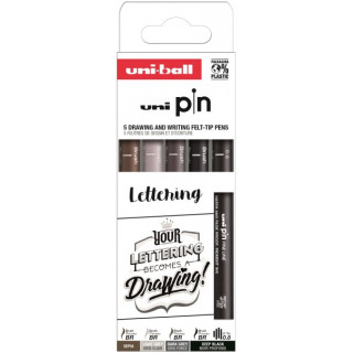 Uni-ball Uni Pin Lettering Pack de 5 Rotuladores Calibrados 0.8