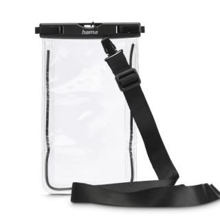 Hama Funda Impermeable Universal - IPX8 - Cierre a Presion - Marco Fluorescente - PVC - 12.5x1.5x20cm - Color Negro y Transparen