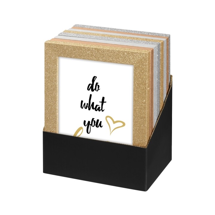 Hama Glitter Expositor con 8 Marcos de Fotos 13x18cm - Formato Retrato - Madera MDF - 16x21x1.3cm - Colores Surtidos