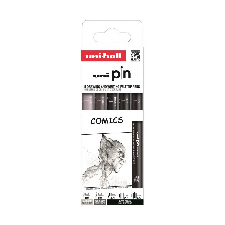 Uni-ball Uni Pin Comics Pack de 5 Rotuladores Calibrados 0.7