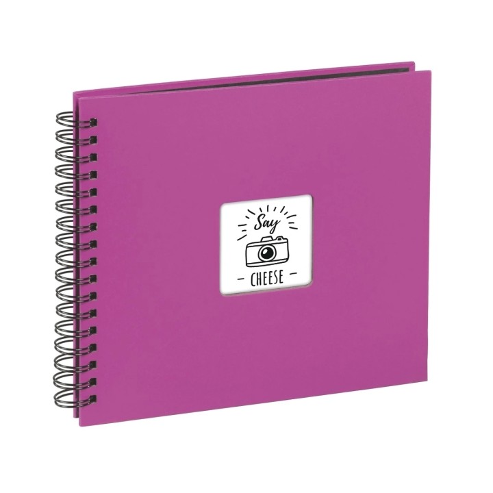 Hama Album de Fotos con Espiral - 50 Paginas Negras - Tapa de Papel - 28x24cm - Color Rosa