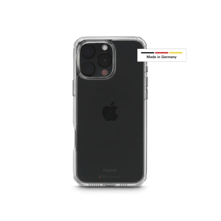 Hama Extreme Protect Funda para iPhone 16 Pro Max - Antideslizante - Policarbonato - Proteccion D3O - Bordes Elevados - Color Tr