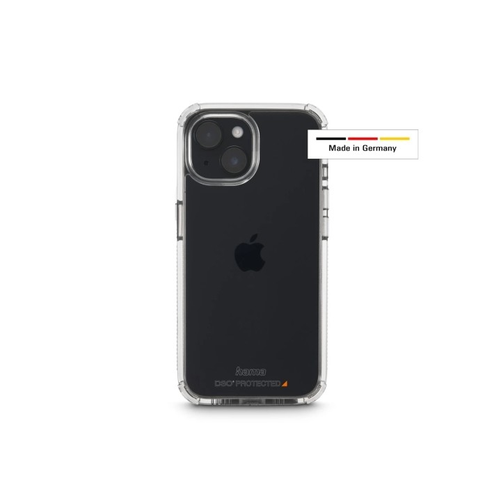 Hama Extreme Protect Funda para iPhone 15 - Antideslizante - Policarbonato - Proteccion D3O - Bordes Elevados - Color Transparen