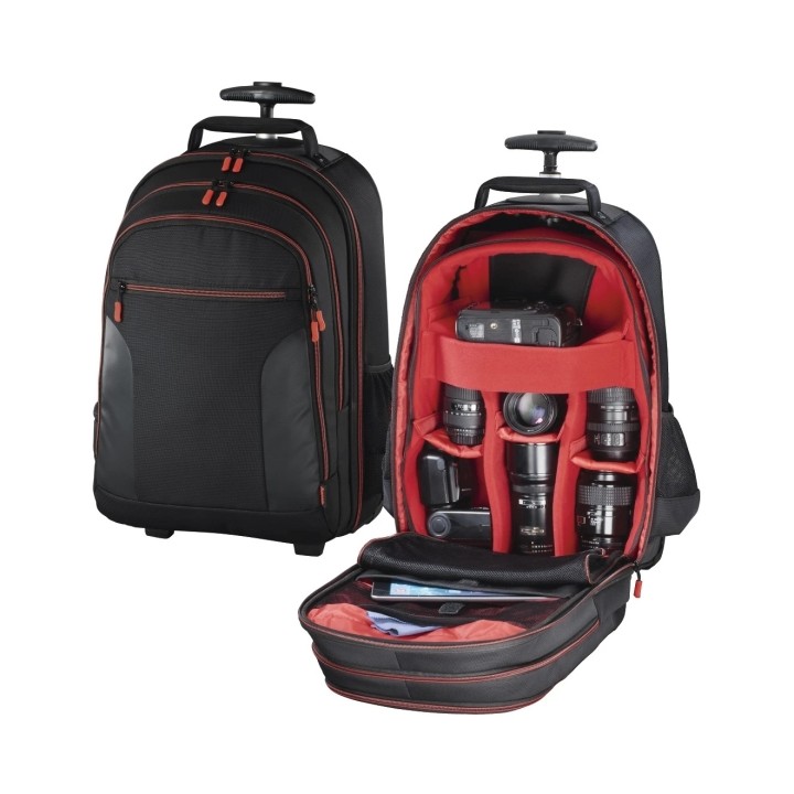 Hama Miami Maleta Trolley para Camara - Capacidad 12L - Asas Ocultables - Compartimentos Separados para Objetivos - Mango Extens
