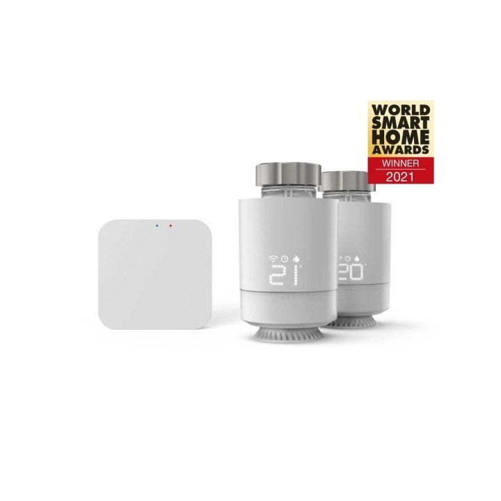 Hama Pack de 2 Termostatos de Radiador Inteligentes con Centralita - Temperatura Regulable - WLAN - Compatible con Asistente de