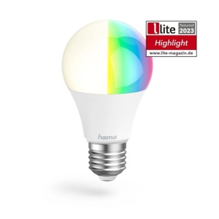 Hama Bombilla LED E27 Inteligente - Potencia 10W - RGBCCT - WiFi - Compatible con Asistente de Voz - Control con App - IP20 - Co