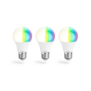 Hama Pack de 3 Bombillas LED E27 Inteligente - Potencia 8.5W - RGBW - WiFi - Compatible con Asistente de Voz - Control con App -