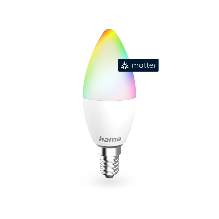 Hama Bombilla LED E14 Inteligente - Potencia 4.9W - RGBW - WiFi - Compatible con Asistente de Voz - Control con App - Forma de V