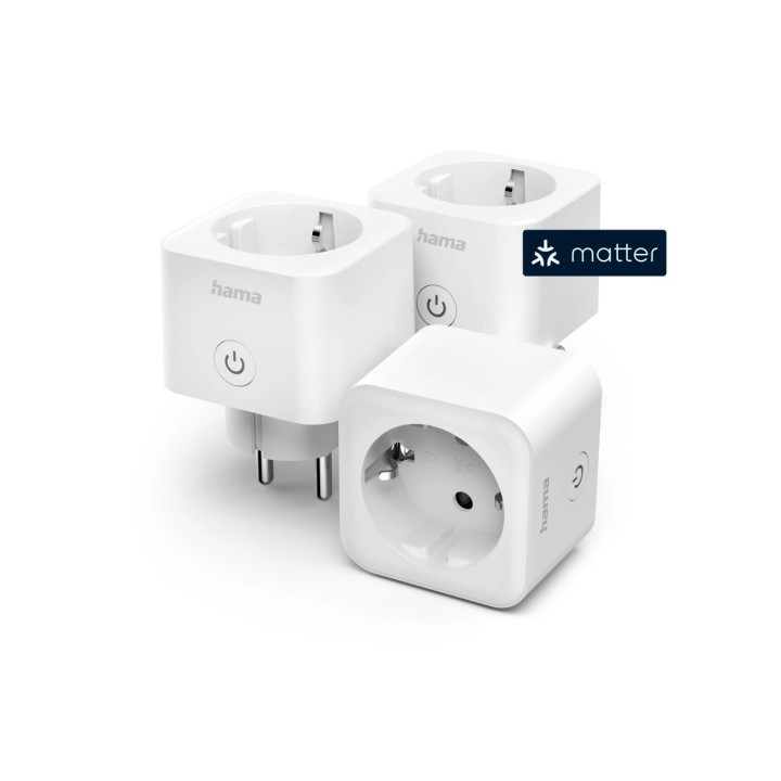 Hama Pack de 3 Enchufes WLAN Inteligentes - Potencias hasta 3680W - WiFi - Temporizador - IP20 - Compatible con Asistente de Voz