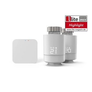Hama Pack de 2 Termostatos de Radiador Inteligentes con Centralita - Temperatura Regulable - WLAN - Compatible con Asistente de