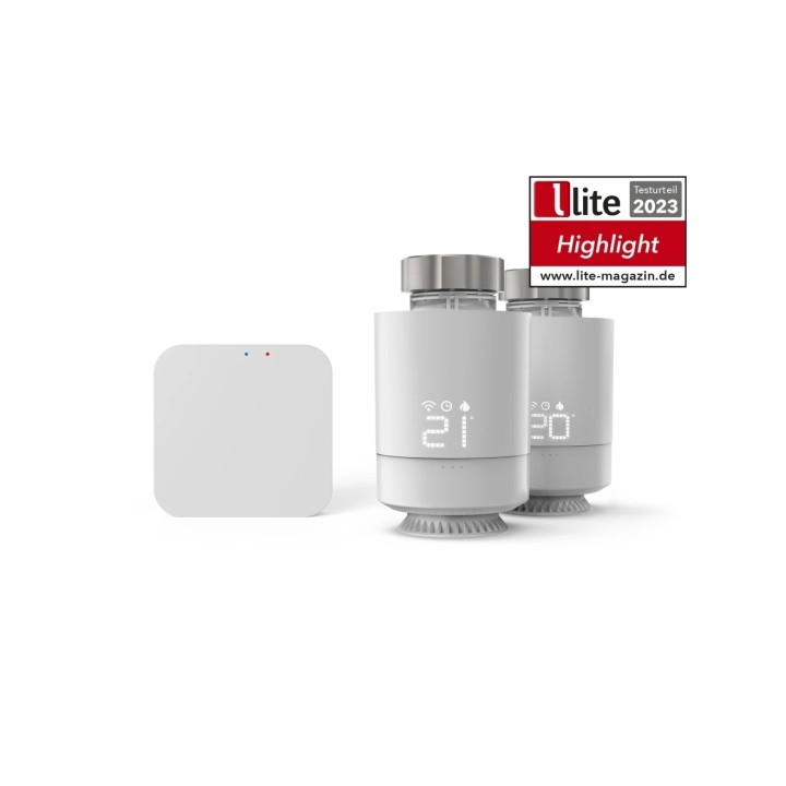 Hama Pack de 2 Termostatos de Radiador Inteligentes con Centralita - Temperatura Regulable - WLAN - Compatible con Asistente de