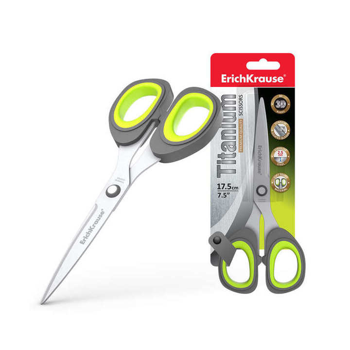 Erichkrause Titanium Tijeras con Cuchillas Revestidas de Titanio 17.5cm - Alta Eficiencia de Corte - Resistente a la Corrosion