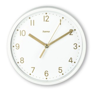 Hama Madeira Reloj de Sobremesa Analogico - Silencioso - Funciona con 1 Pila AA - 16x4.5cm - Color Blanco