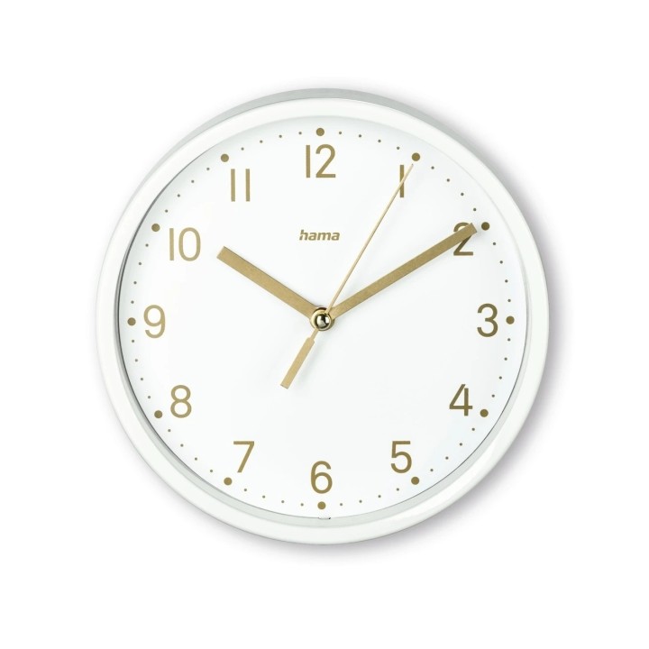 Hama Madeira Reloj de Sobremesa Analogico - Silencioso - Funciona con 1 Pila AA - 16x4.5cm - Color Blanco