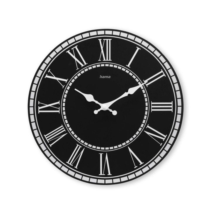 Hama Rab Reloj de Pared Analogico - Cuarzo - Silencioso - MDF - Funciona con 1 Pila AA - 30x2cm - Color Negro