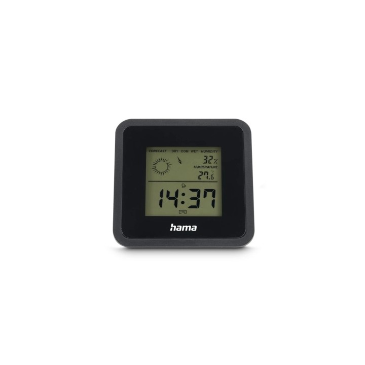 Hama Borneo Medidor de Temperatura y Humedad para Interior - Pantalla Digital - Reloj - Indicador de Confort - 8x1.2x8cm - Color