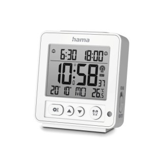 Hama Rhodes Radio Reloj Despertador - Pantalla Digital - Termometro - Funcion de Repeticion de Alarma - 2 Alarmas Configurables