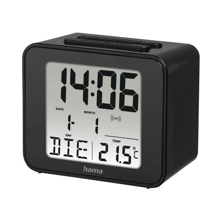 Hama Cube Radio Reloj Despertador - Pantalla Digital - Termometro - Funcion de Repeticion de Alarma - Zona Horaria Ajustable - 7