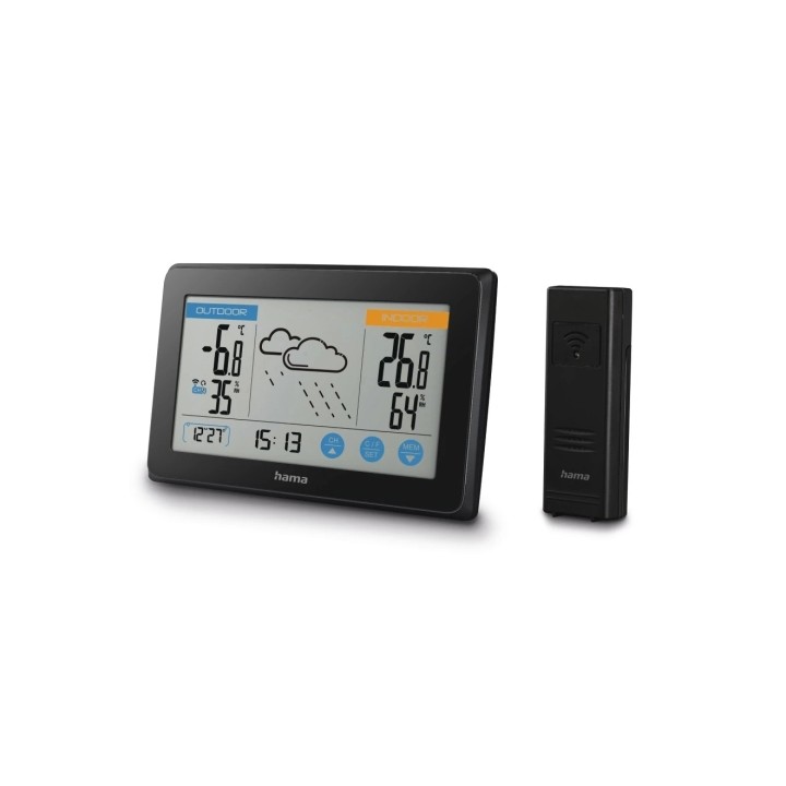 Hama Touch Estacion Meteorologica - Reloj - Prevision Meteorologica - Sensor Exterior - Radiofrecuencia - Termometro - Higrometr