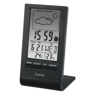 Hama Medidor de Temperatura y Humedad para Interior - Pantalla Digital - Reloj - Prevision Meteorologica - Visualizacion de Fase