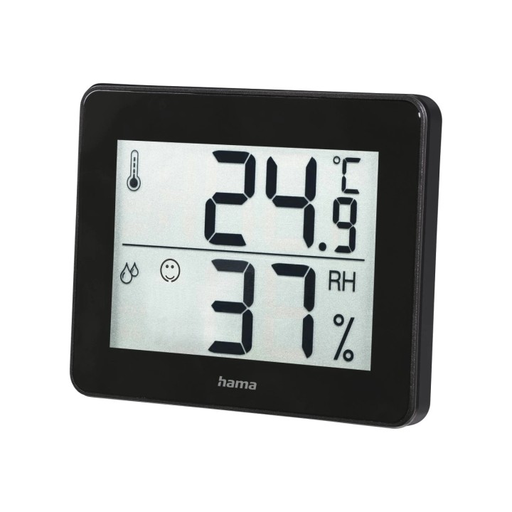 Hama Medidor de Temperatura y Humedad para Interior - Pantalla Digital - Indicador de Confort - Permite Colgar en Pared - 10x1.1