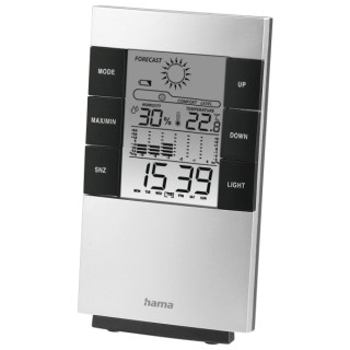 Hama Medidor de Temperatura y Humedad para Interior - Pantalla Digital - Reloj - Alarma - Prevision Meteorologica - Memoria de D