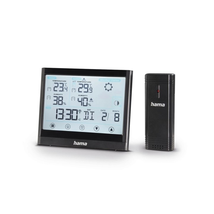Hama Full Touch Estacion Meteorologica - Reloj - Pantalla Digital - Prevision Meteorologica - Sensor Exterior - Radiofrecuencia