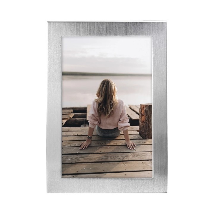 Hama Riva Marco de Fotos 13x18cm - Formato Retrato - Aluminio - 14x19x1.5cm - Color Plata