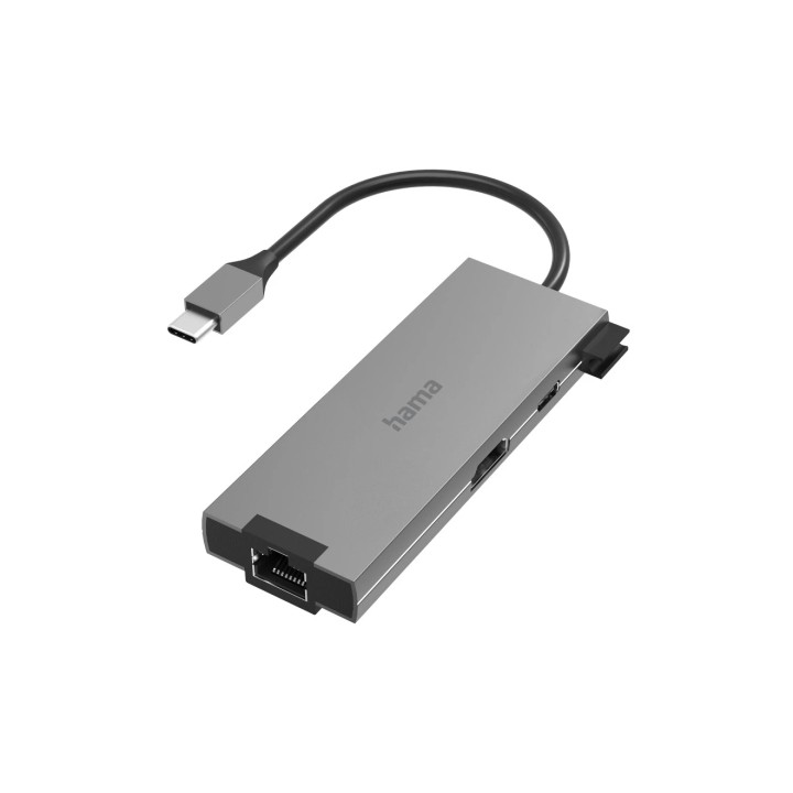 Hama Essential Hub USB 3.2 - Potencia Maxima 100W - Cable USB-C Integrado de 15cm - LAN Ethernet 1Gbps - HDMI 4K - USB-C - 2x US