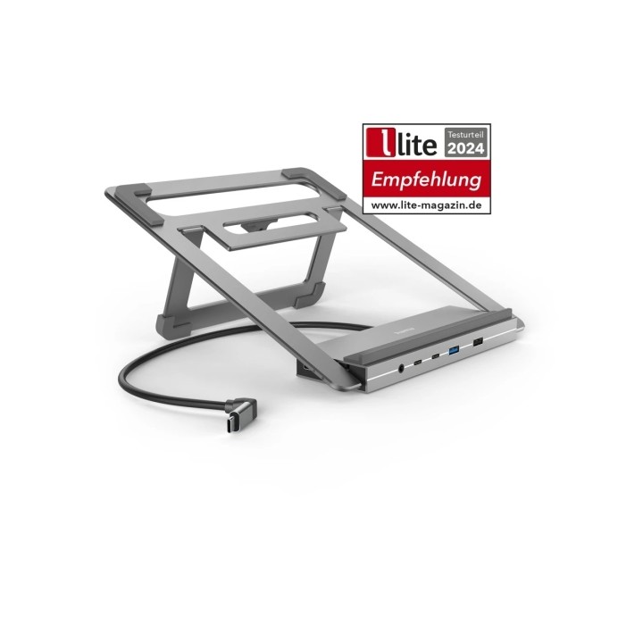 Hama Essential Hub USB 3.2 con Funcion Soporte - Potencia Maxima 100W - Cable USB-C de 40cm - LAN Ethernet 1Gbps - Jack 3.5m - D