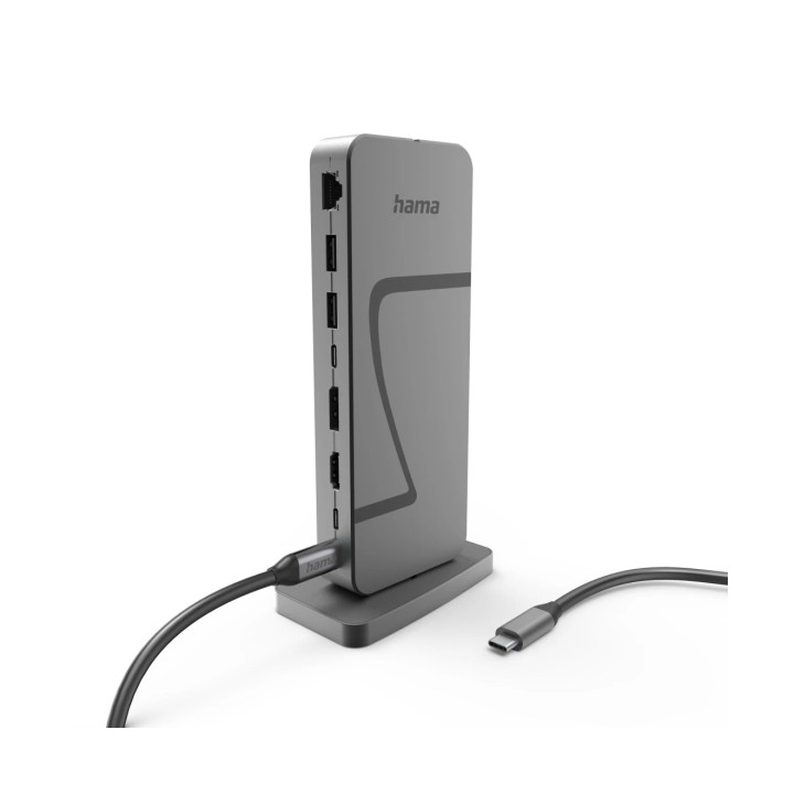 Hama Essential Hub USB 2.0/3.2 - Potencia Maxima 140W - Cable USB-C de 40cm - LAN Ethernet 2.5Gbps - DisplayPort 8K - HDMI 4K -