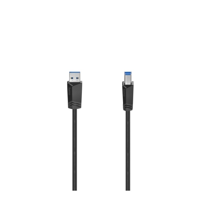 Hama Essential Cable USB - Longitud 1.5m - USB-A Macho - USB-B Macho - Velocidad hasta 5Gbps - Blindaje Doble - Color Negro