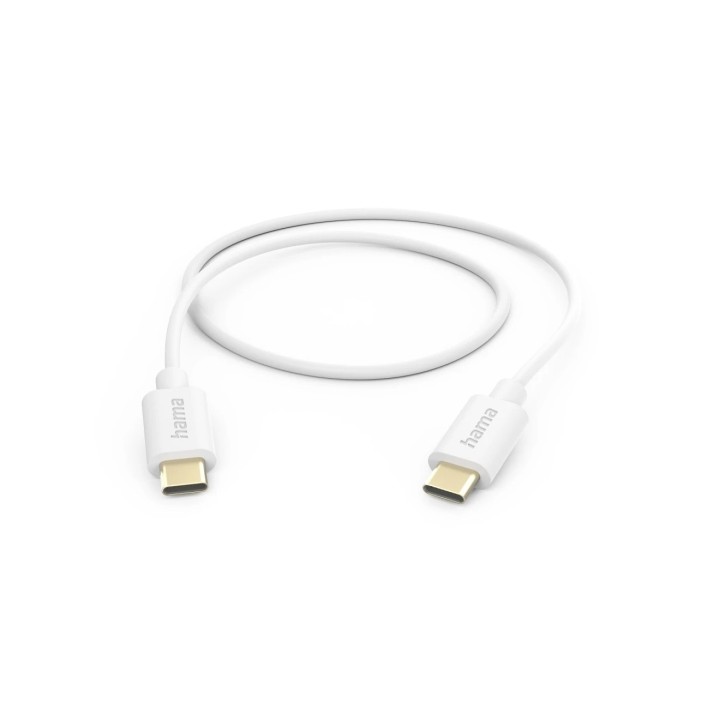 Hama Cable USB-C Macho - Potencia Maxima 60W - Longitud 1m - Velocidad hasta 480Mbps - Chapado en Oro - Color Blanco