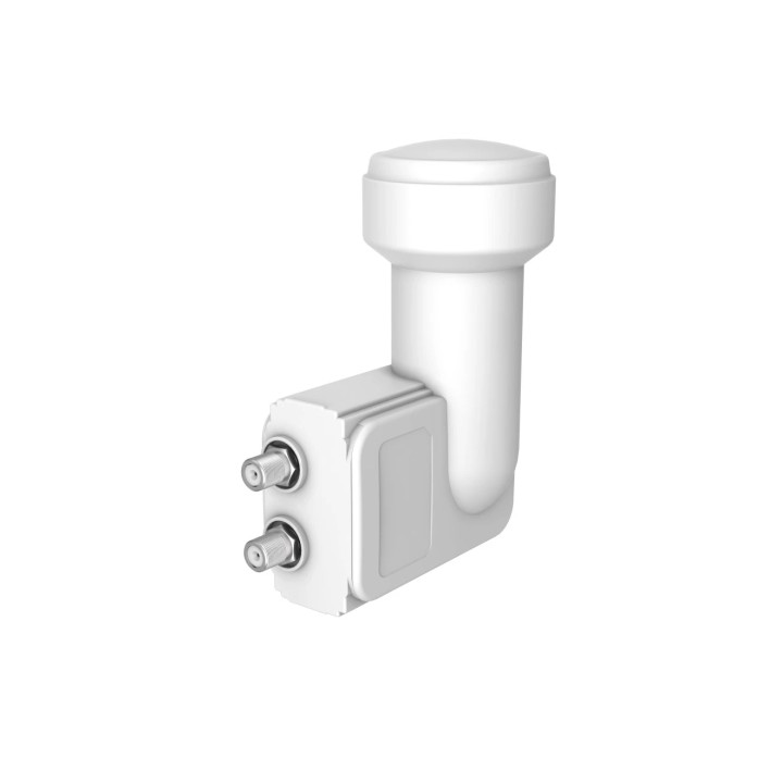 Hama Essential Receptor Twin LNB Satelital con 2 Vias - Salida Conector F - Factor de Ruido 0.3dB - Color Blanco