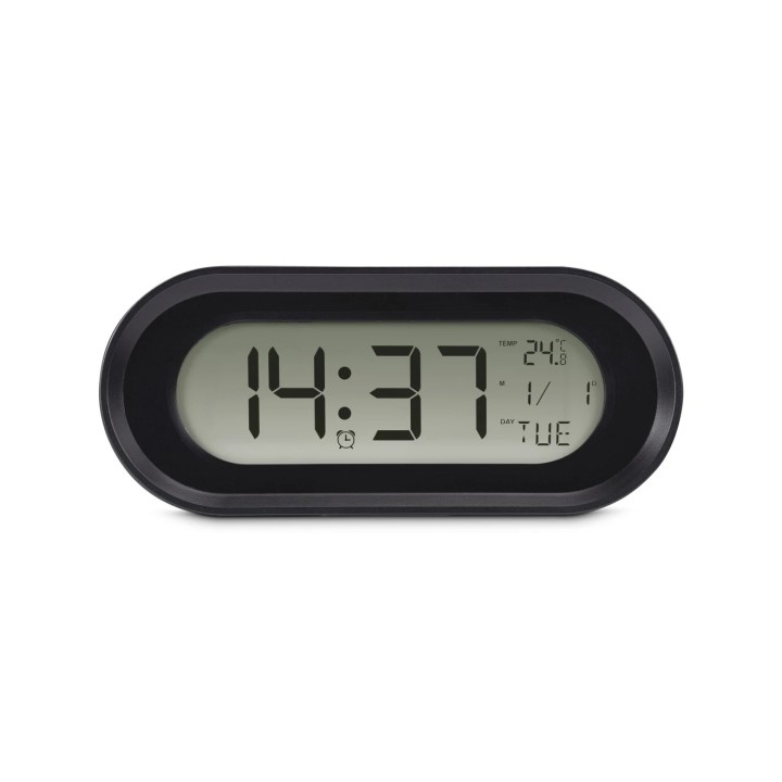 Hama Samos Reloj Despertador Digital - Patalla LCD - Funcion de Repeticion de Alarma - Alarma de Aniversario - Termometro - 15x5