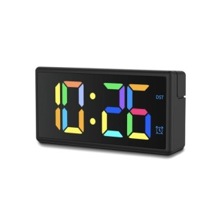 Hama Ibiza Reloj Despertador Digital - Pantalla Multicolor - Funcion de Carga USB-A - Funcion de Repeticion de Alarma - 15x3.4x7