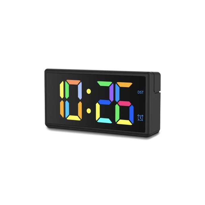 Hama Ibiza Reloj Despertador Digital - Pantalla Multicolor - Funcion de Carga USB-A - Funcion de Repeticion de Alarma - 15x3.4x7