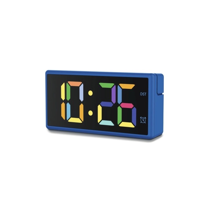 Hama Ibiza Reloj Despertador Digital - Pantalla Multicolor - Funcion de Carga USB-A - Funcion de Repeticion de Alarma - 15x3.5x7