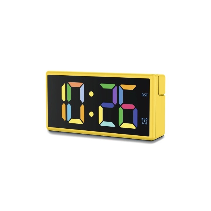 Hama Ibiza Reloj Despertador Digital - Pantalla Multicolor - Funcion de Carga USB-A - Funcion de Repeticion de Alarma - 15x3.5x7