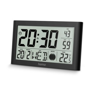 Hama Martinique Reloj de Pared Digital - Termometro - Visualizacion de Fases Lunares - Zona Horaria Ajustable - Radio - 20x12x2.