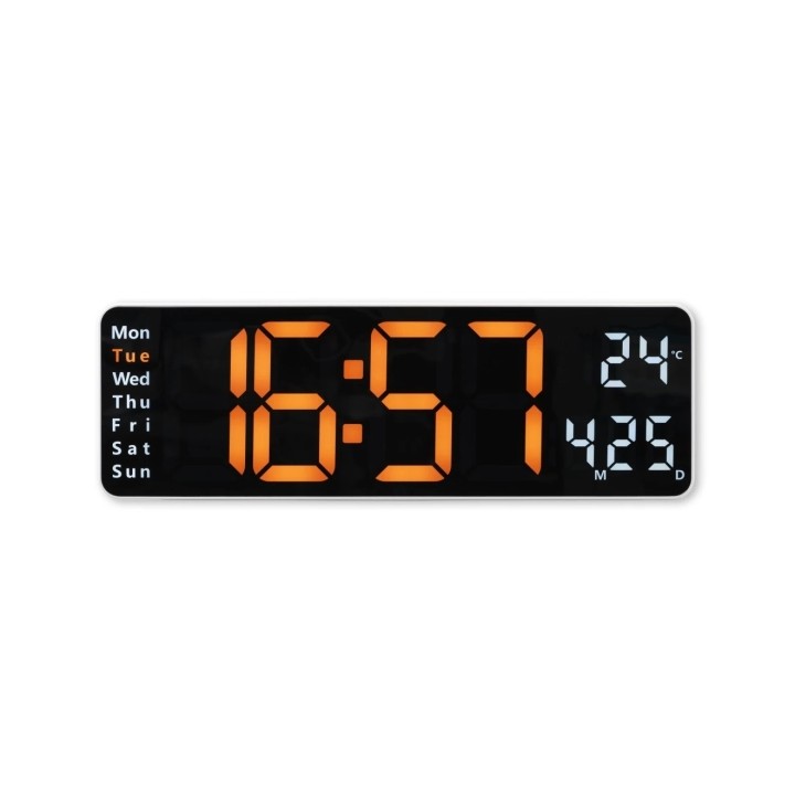 Hama Santa Cruz Reloj de Pared Digital - Termometro - Alarma - Fecha - Pantalla Grande - 32x10x3cm - Color Blanco