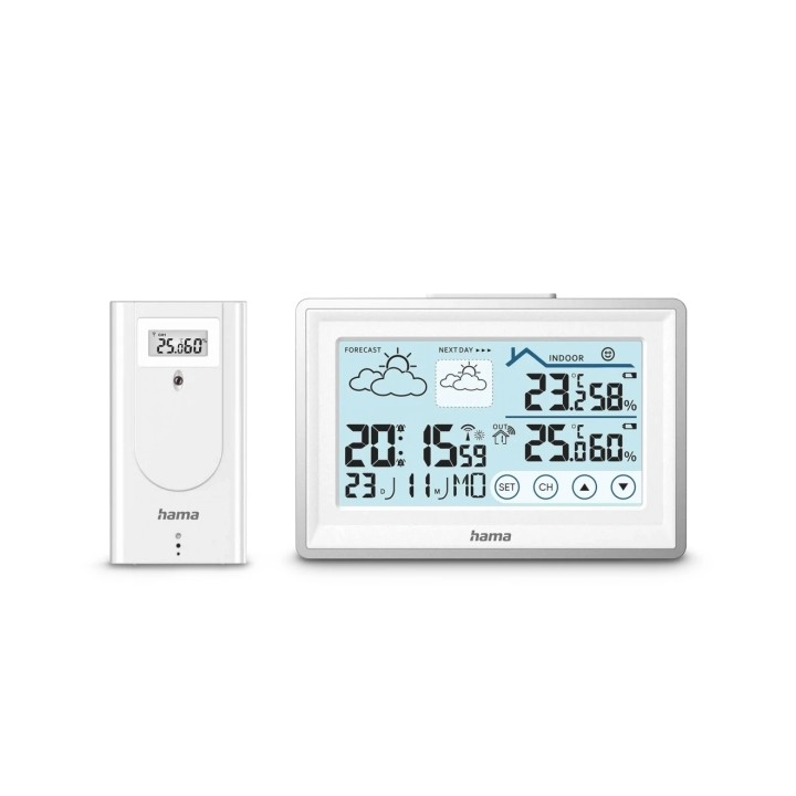 Hama Bahama S Estacion Meteorologica - Reloj - Prevision Meteorologica - Sensor Exterior - Radiofrecuencia - Termometro - Higrom
