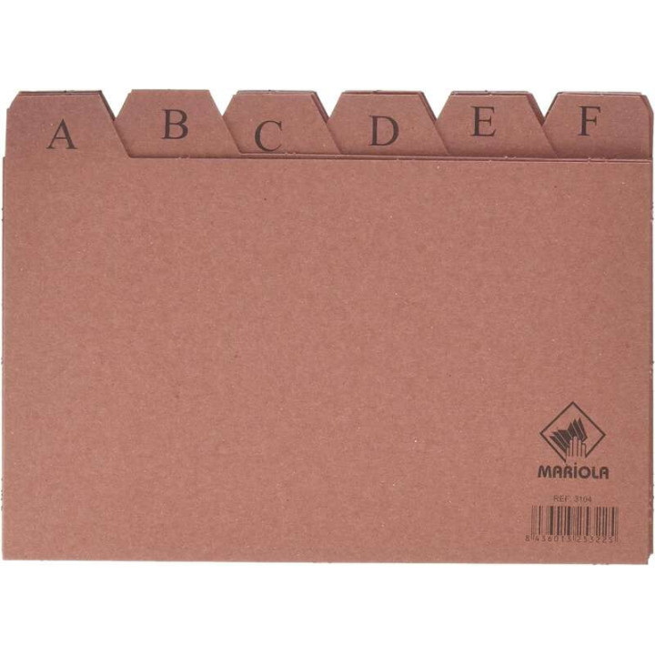 Mariola Indice A-Z Nº4 para Fichero - Medidas 200x120mm - Color Marron