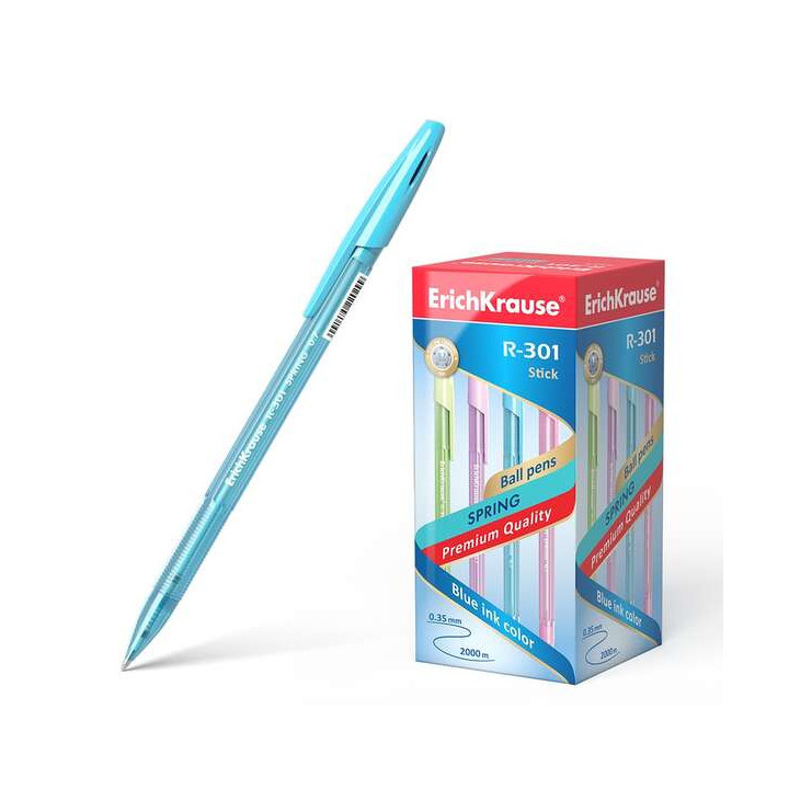 Erichkrause R-301 Spring Boligrafo - Punta de 0.7mm - Cuerpo Translucido en Colores Surtidos - Tinta de Secado Rapido - Color A