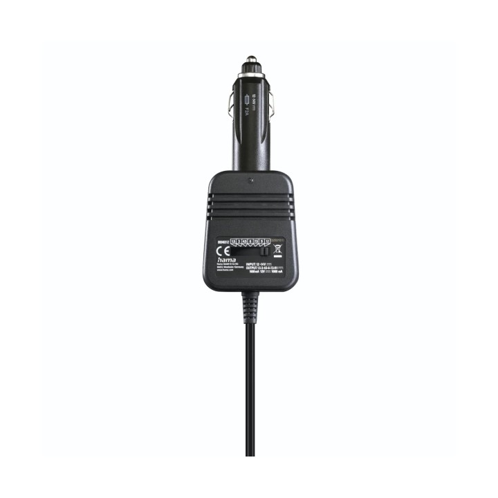 Hama Fuente de Alimentacion para Coche 12W - Pantalla LED - Indicador LED - Voltaje Variable - Color Negro