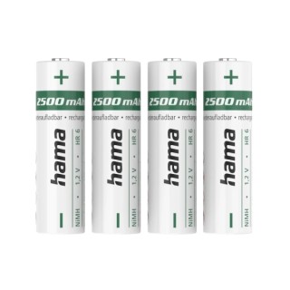 Hama Pack de 2 Pilas Recargables AA - NiMH - Voltaje 1.2V - 2500mAh - Color Blanco
