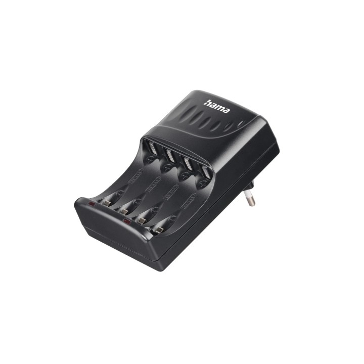 Hama Cargador de Pilar Recargables AA y AAA - Luz LED - Proteccion de Sobrecarga - Temporizador - Color Negro